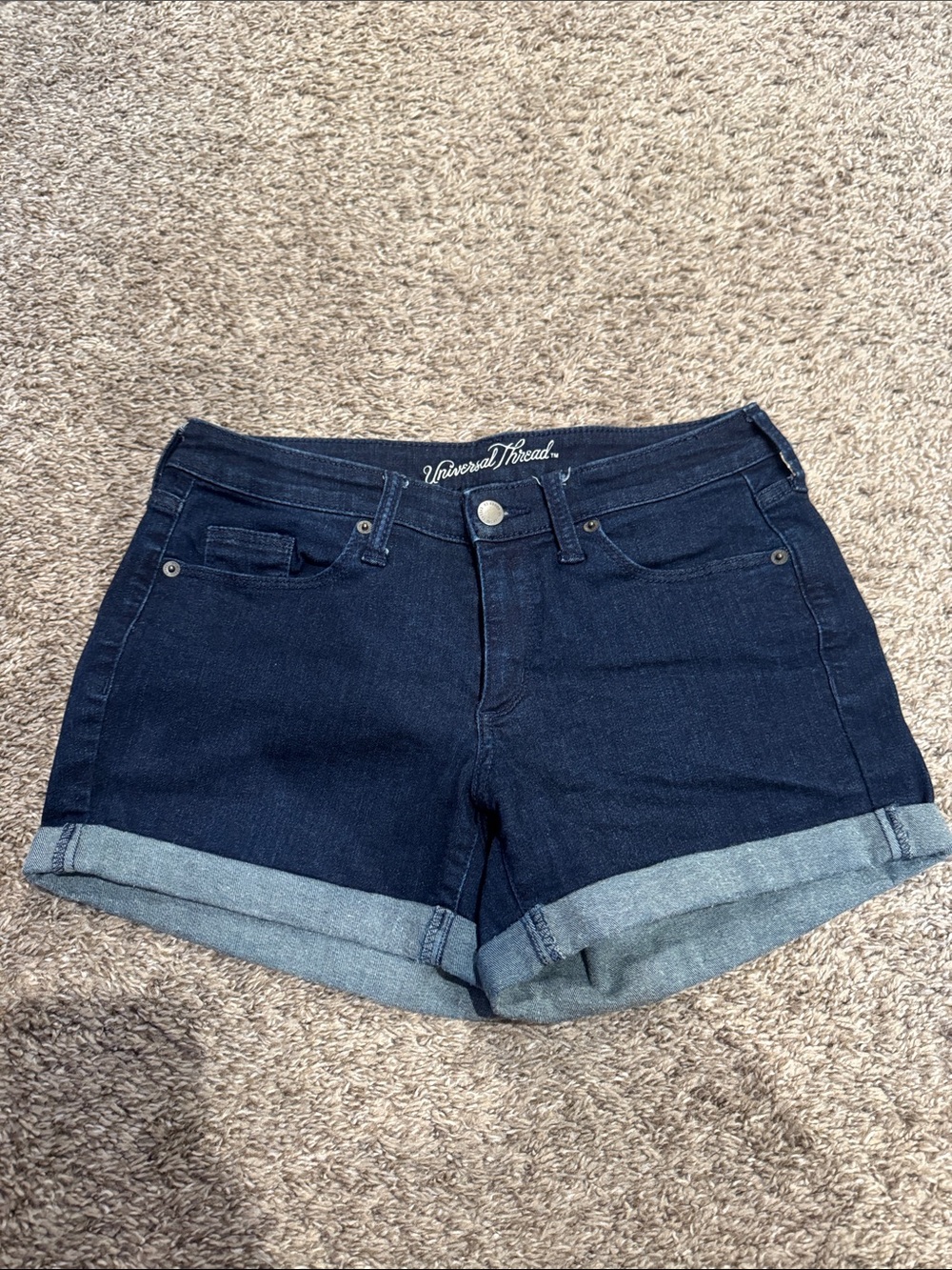 Universal Thread Navy Blue Rolled Hem Denim Shorts